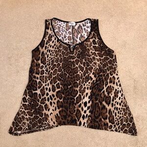 Lavish Cheetah Leopard Print Sleeveless Tank Top Size 1X Brown Black Festival